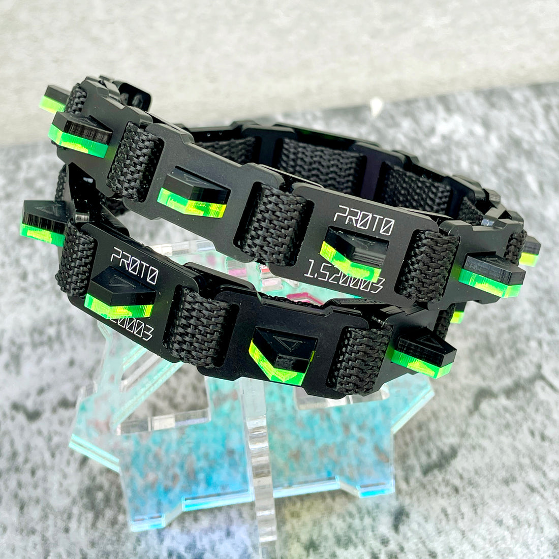 Chain belt type double wristband unit_fluorescent green
